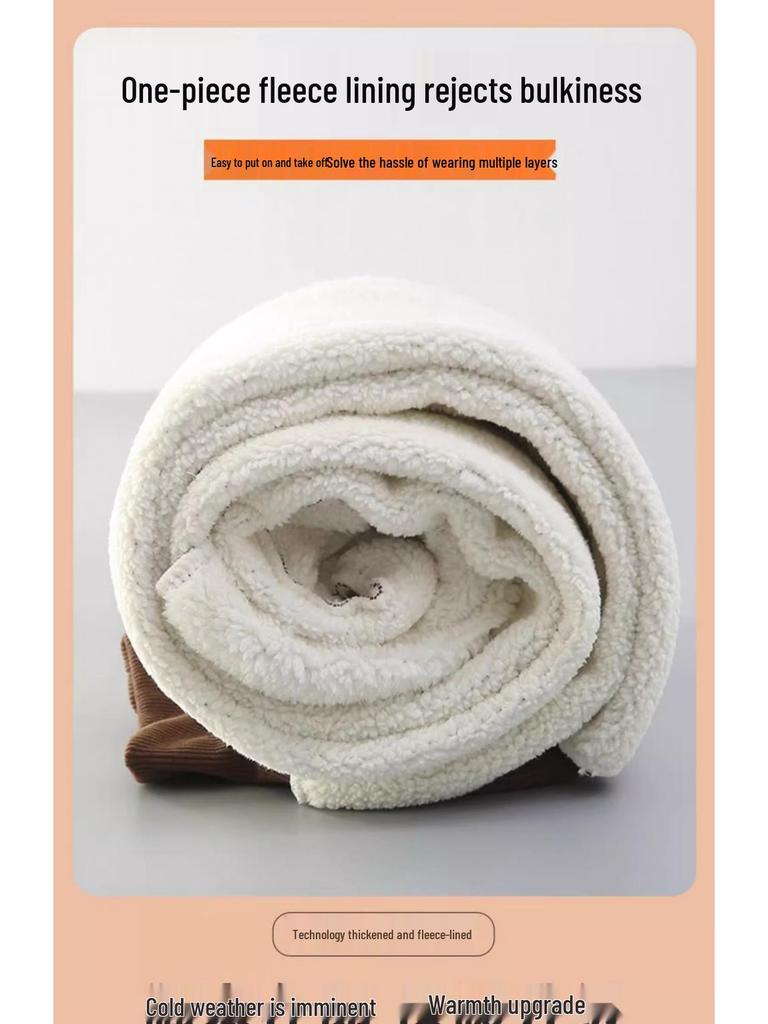 Girls' Fleece-Lined Lambswool Winter Pants: Thick, Warm, One-Piece Casual Wear for Middle and Big Kids