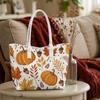 Fall Themed Pumpkin Maple Leaf Tote Bag Large Casual Shoulder Handbag for Daily Use 