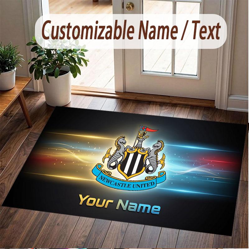 Custom Rug Newcastle United FC Pattern Print Name Text Soft Non‑Slip Floor Carpet for Home Indoor Decoration