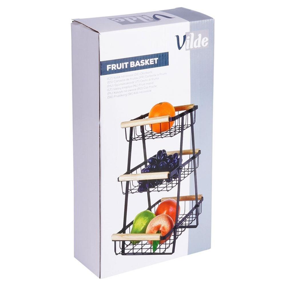 3-Tier Black Metal Fruit Basket 28x17.5x34.5cm