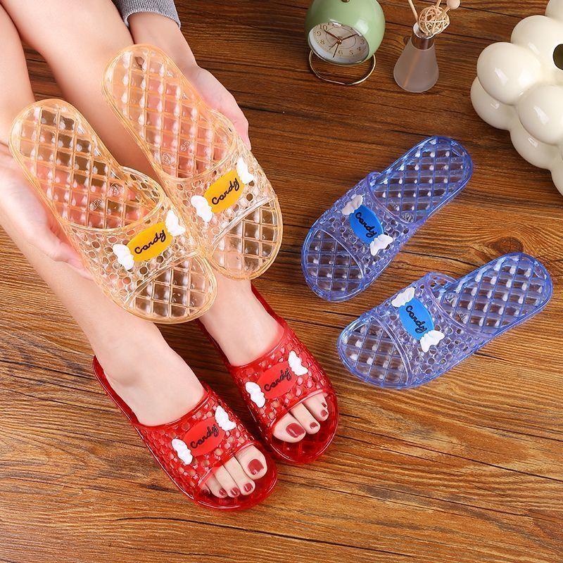 New Crystal Flat Bottom Thick Slippers Glass Slippers Women's Summer