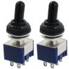 DPDT Toggle Switch Waterproof Cover, Pack of 2, 125V, 6A, 3 Positions