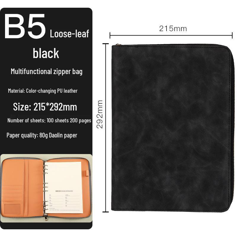 Custom Business Notebook with Zipper Bag - Multifunctional A6/B5 Notepad & Manager Folder