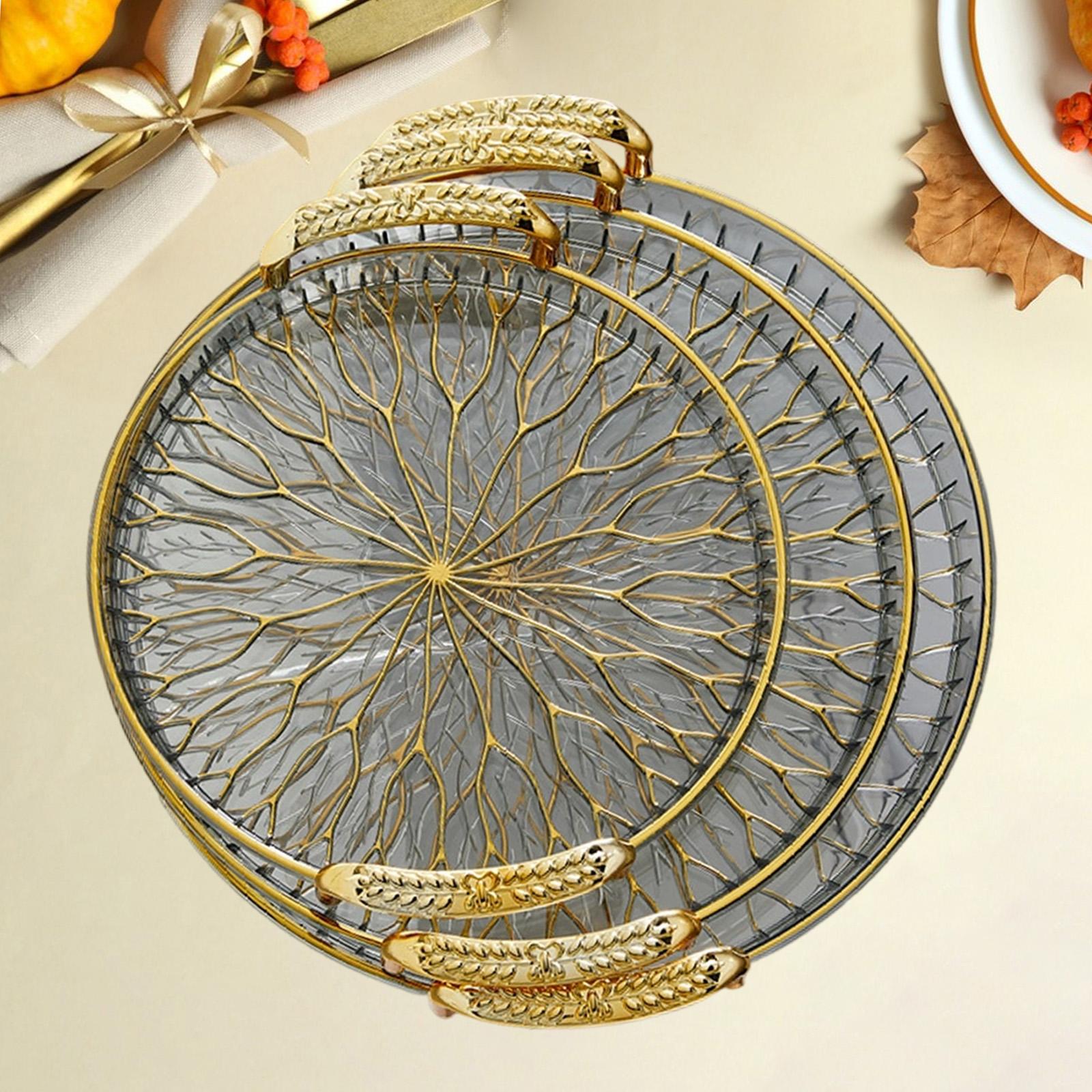 3Pcs Fruit Plates Serving Trays Multifunctional Round Coffee Table Trays Nut Containers for Countertop Kitchen Wedding Bar