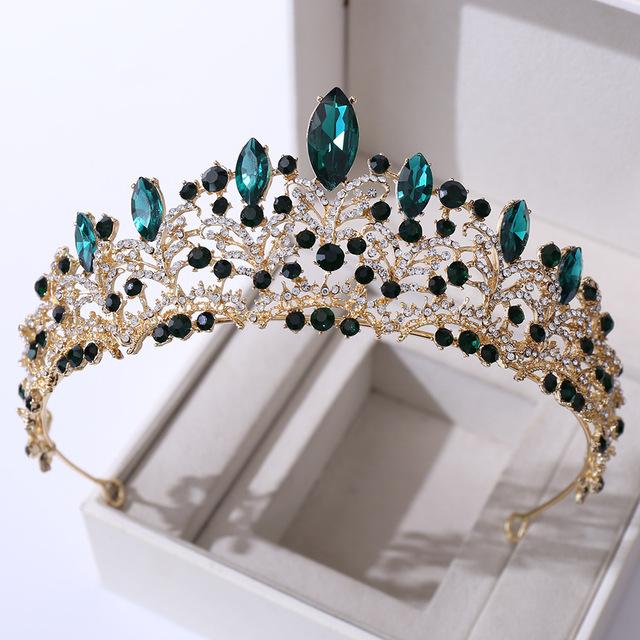 Barock Retro Rotgold Pfirsichfarben Kristall Braut Tiara Krone Strass Festzug Diadem Schleier Tiara Stirnband Hochzeit Haarschmuck