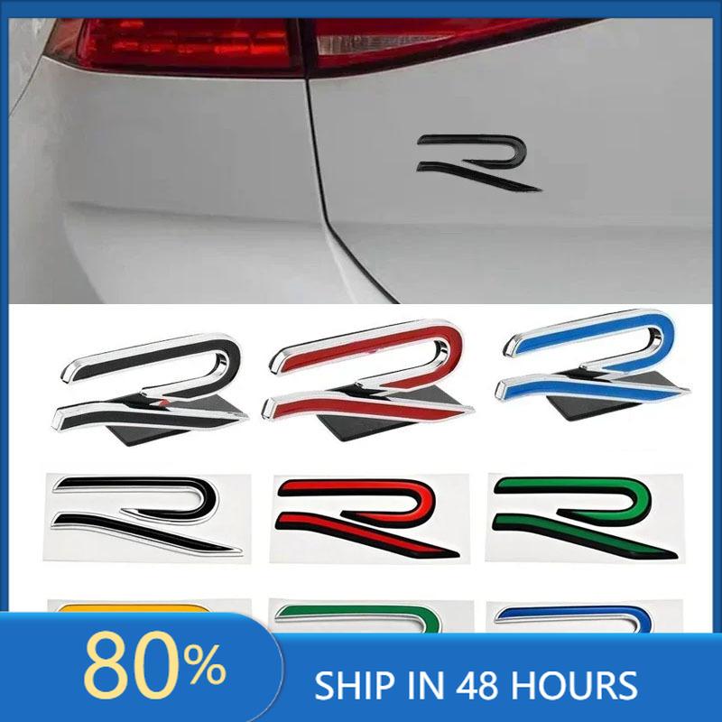 BRQ1 For VOLKSWAGEN VW GTI New R Emblem Car Metal Body Tail Trunk Sticker Car Grill Badge Emblem For Volkswagen VW GTI Rline Polo Gol Oq2