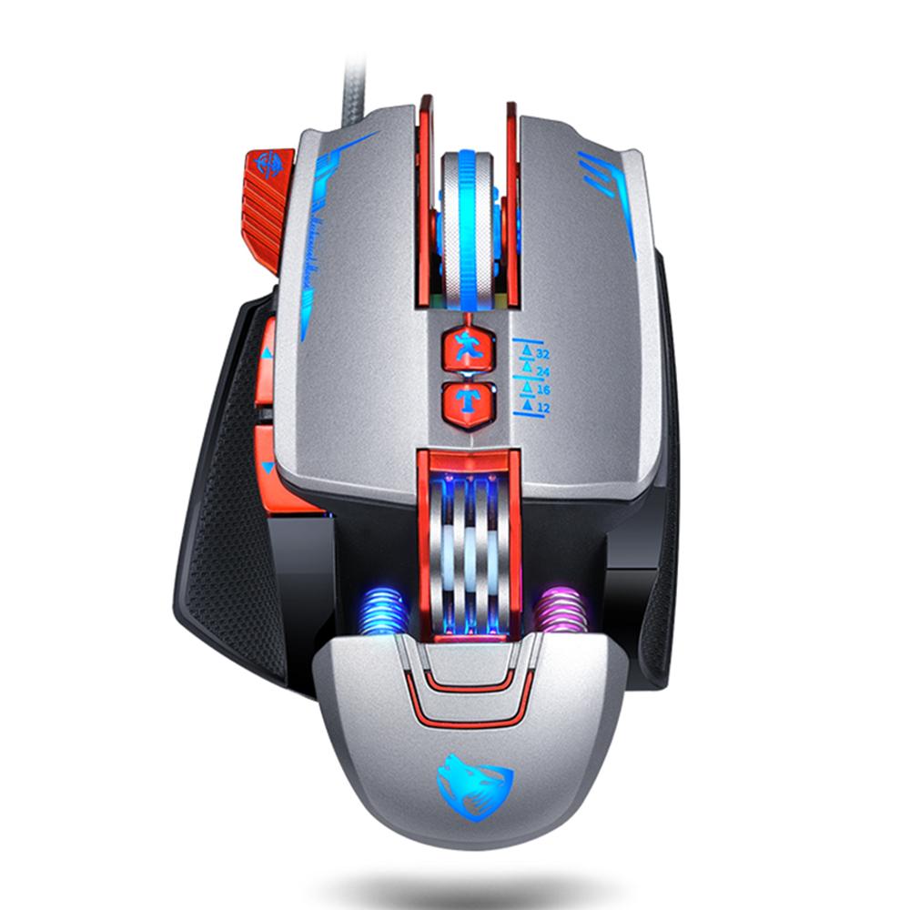 

T-WOLF V9 Gaming Mouse Wired Illuminated Ergonomic Design with RGB Breathing Light White