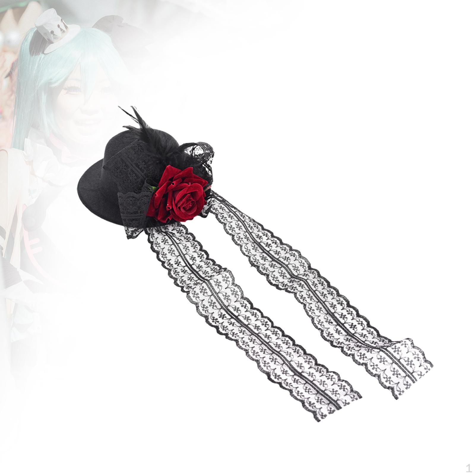 

Міні-циліндр у стилі стімпанк, готична троянда, затискач для волосся, головний убір для коктейльної вечірки, Хелловіну Red Flower