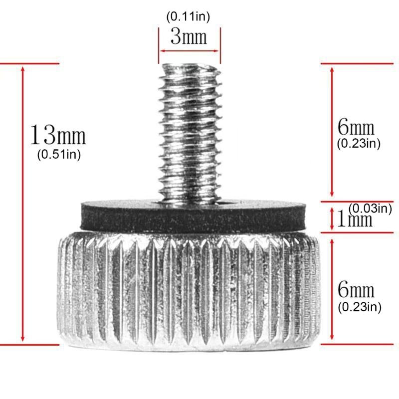 Silver M3x6mm Fine Thread Thumb Screws for Computer Case Easy Hand Installation and Metal Construction