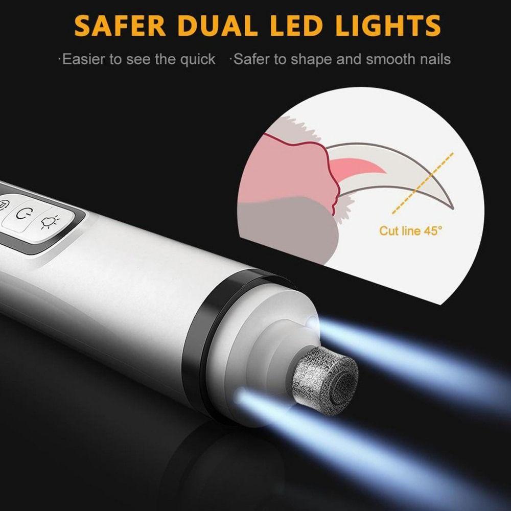 2 LED Light Dog Nail Grinder 3-Speed Pet Grooming Trimme Electric Pet Nail Grinder  For Dogs Cats