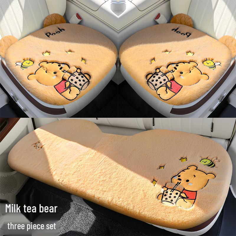 Winter Plush Cute Cartoon Car Seat Cushion - High-End Interior Accessory