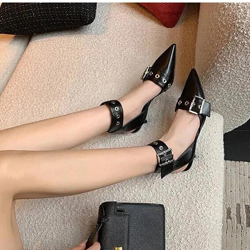 2025 Spring New Women Gladiator Pump Thin High Heels Pointed Toe Ankle Strap Buckle Party Sandals Zapatos Mujer