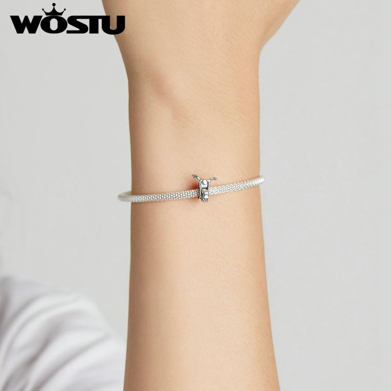 WOSTU 2021 925 Sterling Silver Vintage Motorcycle Car Pendant Charm Beads Fit Original Bracelet DIY Jewelry CTC533