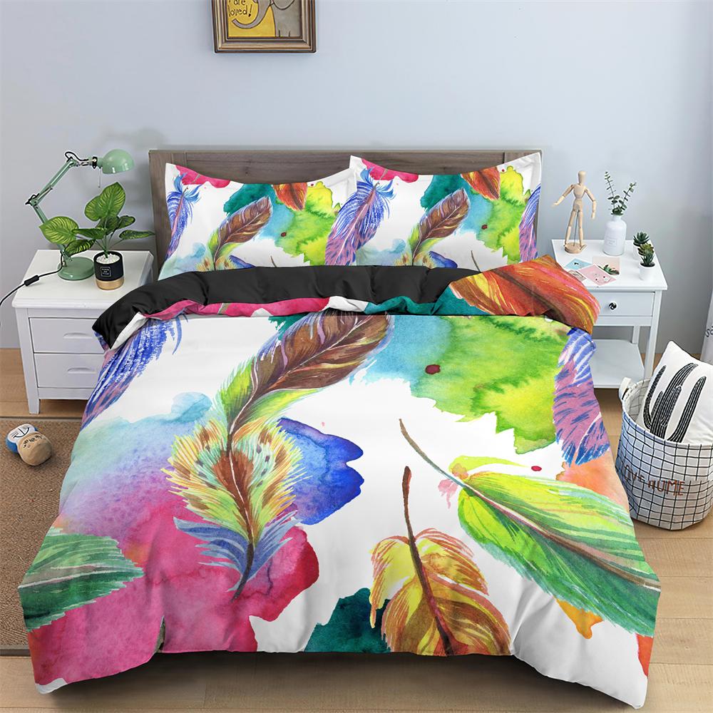 Watercolor Flowers King Queen Duvet Cover Colorful Blooming Floral Bedding Set For Teen Adult Plant 2/3pcs Polyester Quilt Cover