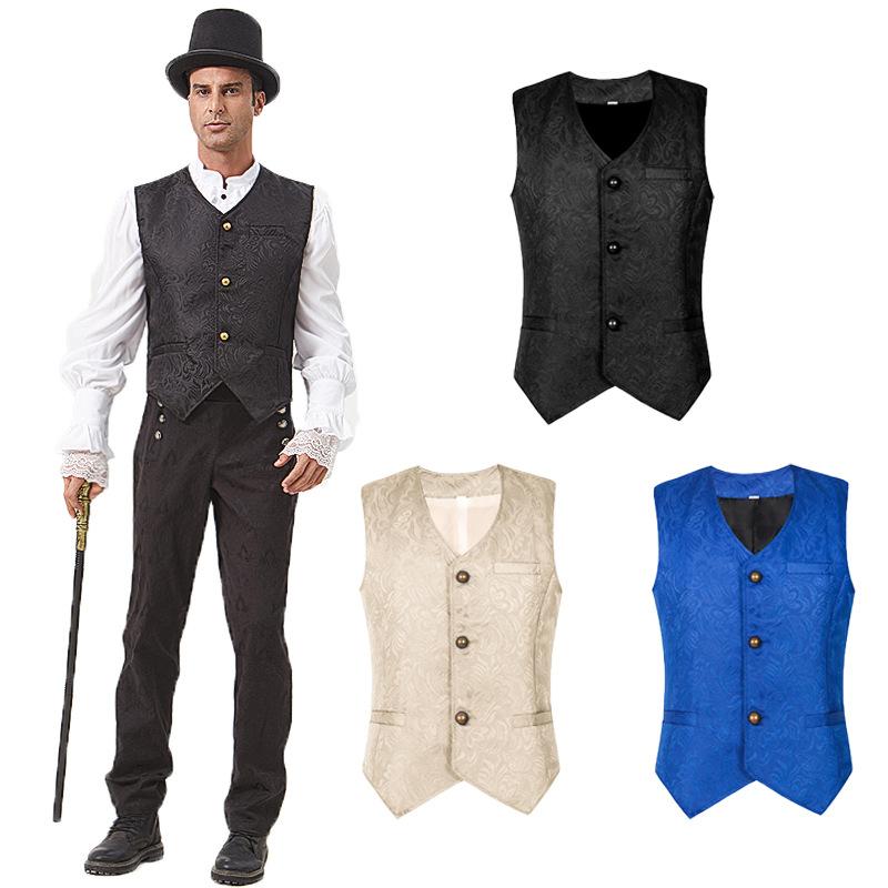 Herren Mittelalterliche Kleidung Retro Lässige Weste Halloween Smoking Jacke Mittelalterliches Kostüm Ärmellos Revers Gentleman Party Renaissance Gehrock
