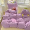 Washed Cotton 4-Pcs Set Class A Maternal Infant Grade Solid Color Single Quilt Set, Bed Sheet 4-Pcs Set, Small Fresh 3-Pcs Set