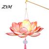 Vintage Decorative Ornaments DIY Lotus Lantern Craft Kit, Handmade Flower Paper with LED Anniversary Event Decor Light, Lighting for Wedding