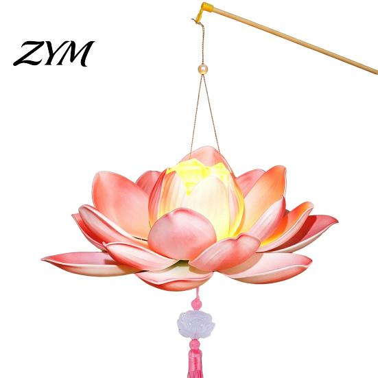 Vintage Decorative Ornaments DIY Lotus Lantern Craft Kit, Handmade Flower Paper with LED Anniversary Event Decor Light, Lighting for Wedding