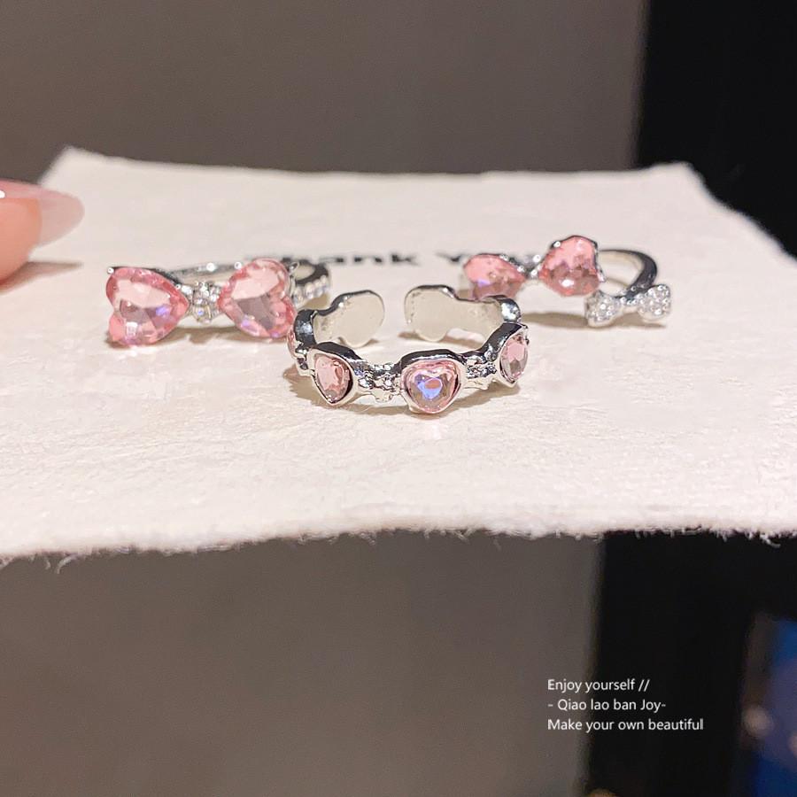 Jewelry Butterfly Bow Ring Set With Rhinestones For Women Fashion Accessories