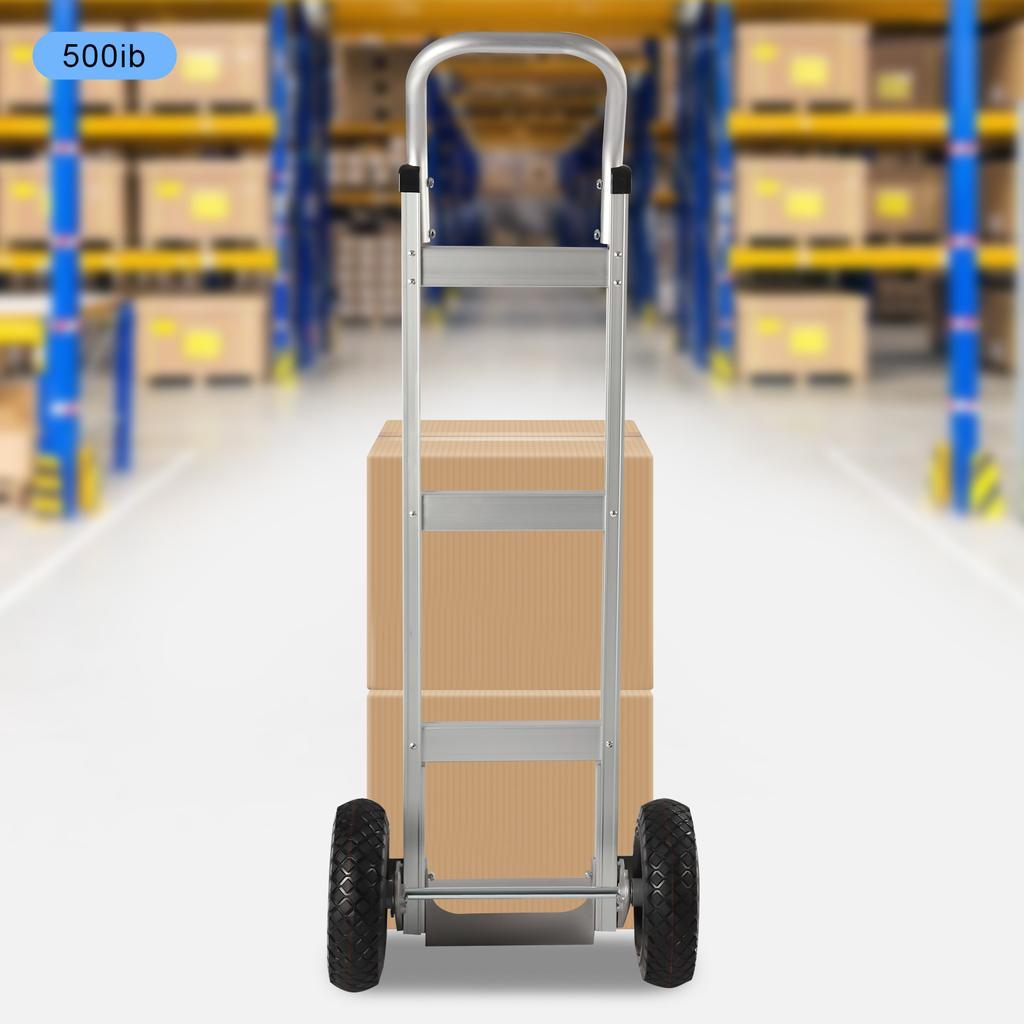 Silver Aluminum Alloy Hand Truck Dolly - Industrial Strength 500 lbs Weight Capacity | Heavy Duty Dolly for Moving with Wheels
