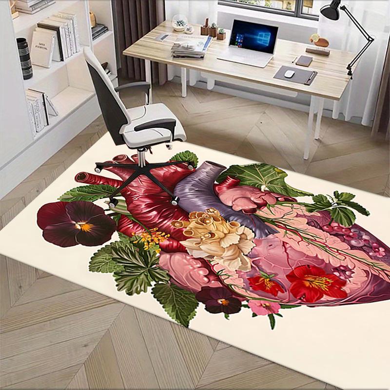 Heart Flower Theme Chair Mat Office Carpet: Oversized Rug for Home Decor, Sofa Carpet, Desk Mat - Perfect Gift for Any Room In Bedroom or Li