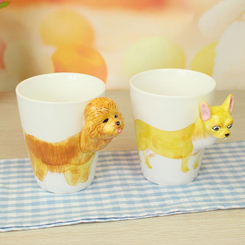 Creative Ceramic Puppy Giraffe Coffee Cup Cute Animal Mug Relief Three-dimensional Decor Afternoon Tea Breakfast Milk Mug 400ml