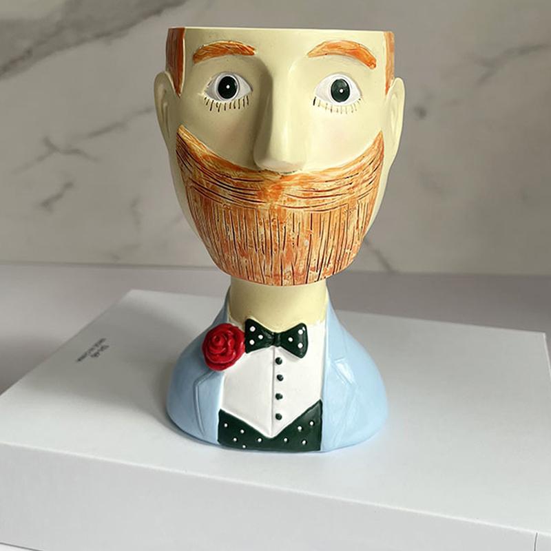 

Винтажный портрет, цветочный горшок, скульптура, смола, художественное ремесло, женское мужское лицо, зеленое растение, цветочный горшок, фигурка, суккулент, декор для кашпо