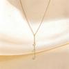 Vnox Elegant Gold Plated White Zirconia Y-Shape Long Necklace Minimalist Crystal Necklace for Women Wedding Party Jewelry Gifts