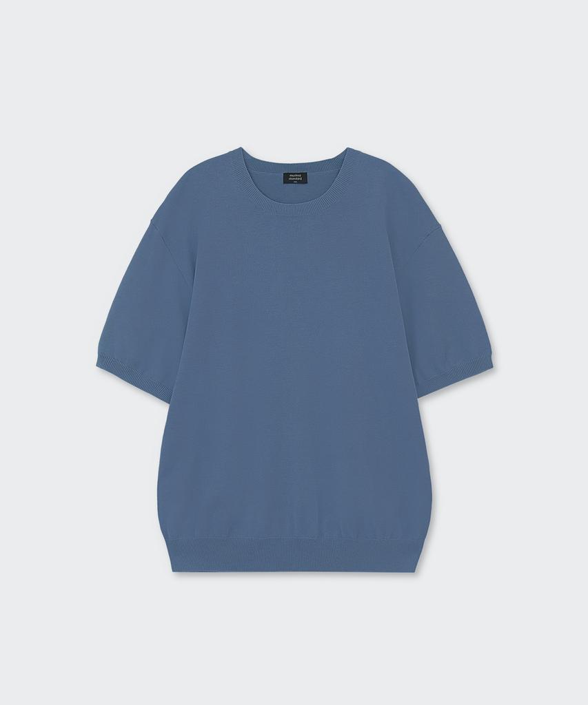 MUSINSA STANDARD Washable Supima Cotton Crew Neck Short Sleeve Knit [Blue Gray]