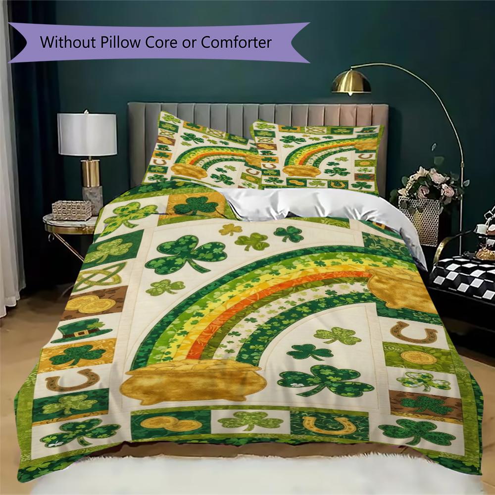 Coins&Rainbows Pattern Bedding Uilt Set Uilt Cover Pillowcase Home Decoration Birthday Gift (1 * Duvet Cover + 2 * Pillowcase  Without Core)116