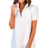 European & American Women's Summer 2024 Elegant Loose Turn-down Collar Zipper Short Sleeve Dress