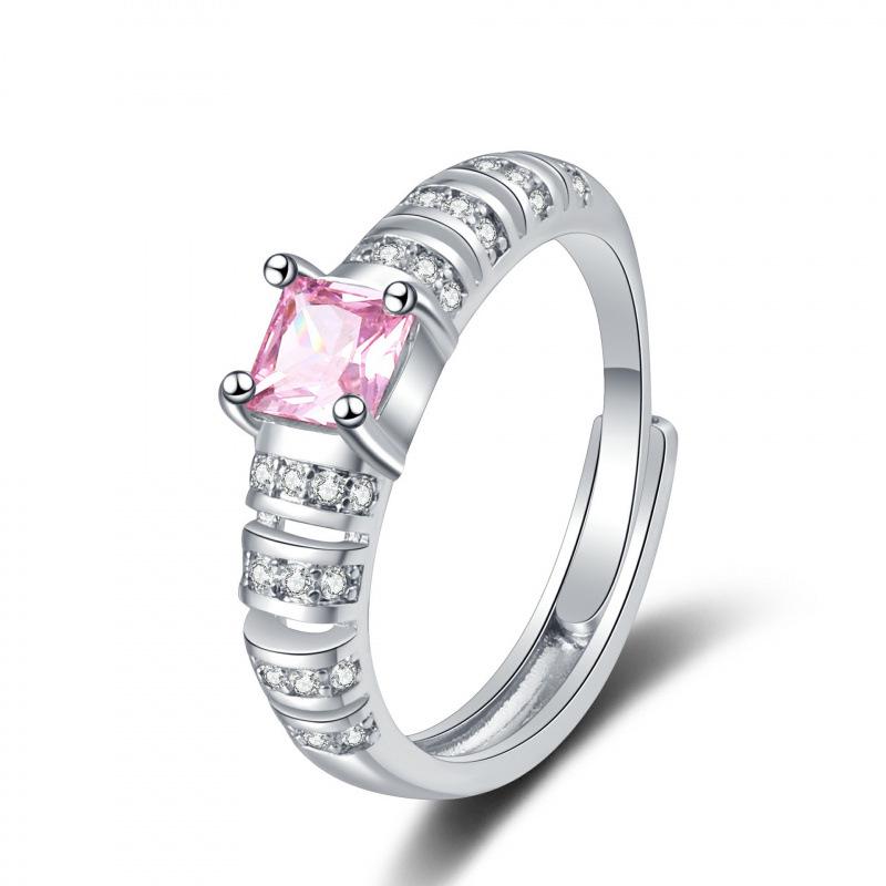 Women's Pink Zircon Micro-inlaid Ring: Elegant European & American Style Finger Jewelry