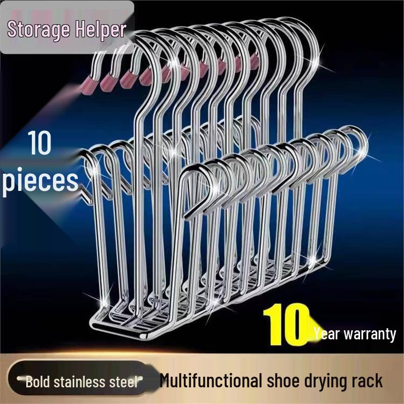Stainless Steel Outdoor Shoe Rack: Multifunctional Drying and Hanging Solution for Balcony or Dormitory.