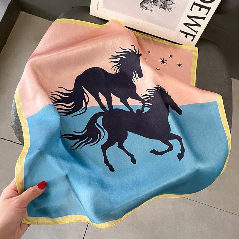Silk scarf women s new silk small square scarf mulberry silk scarf Mother s Day Teachers Day gift silk scarf 53cm синий