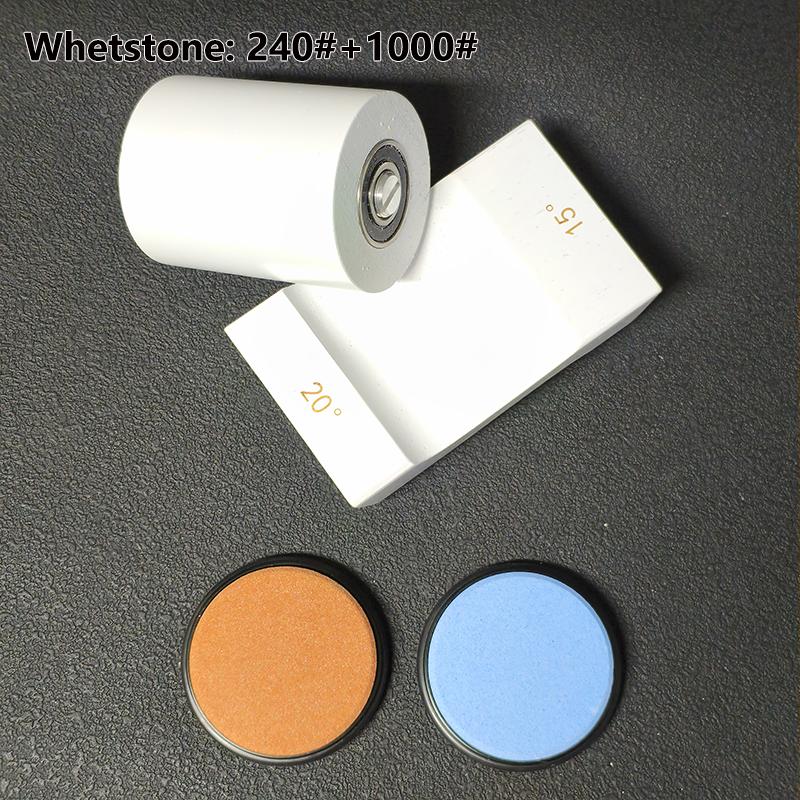 2-Angle Rolling Knife Sharpener 15/20° Roller Sharpeners Magnet Wooden Base Diamond Grinder Set Woodwork Sharpening System