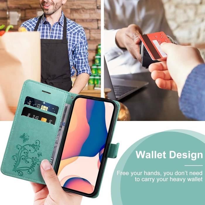 Coque de protection - Booling -pour Samsung Galaxy S23 - Antichoc - Papillon - Vert avec 2 Verres Trempés