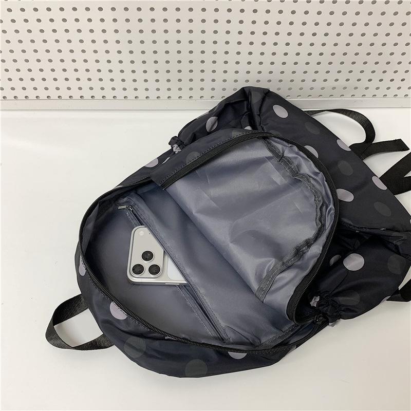 Schoolbag Polka Dot Backpack Female and Girl Versatile Lightweight Large Capacity Commuter Backpack Outdoor Travel School Bag Trendy Cool Cute