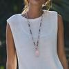 Elegante Collana a Goccia in Cristallo Rosa Annodata a Mano per Donna – Stile Lungo con Sensazione di Alta Gamma