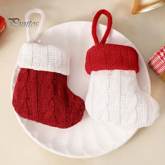Xmas Tree Hanging Decorations Christmas Tableware Holder, Knitted Stockings Spoon Knife Fork Decorative Pendants for Trees Bag Fireplace, Tree,