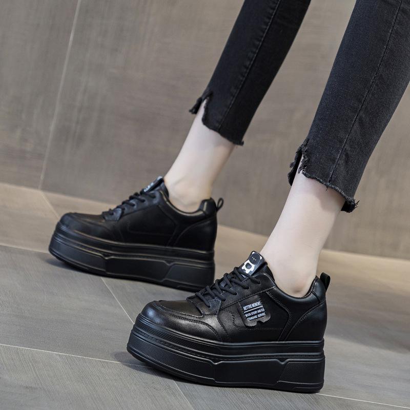 Autumn and winter women's shoes new muffin thick-soled white shoes casual and thin inner height increase small versatile single shoes