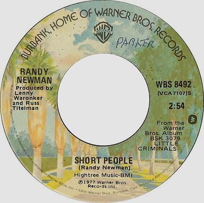 7inch Record RANDY NEWMAN  Short People WBS8492 Warner Bros. Re 1977 US Rock Used