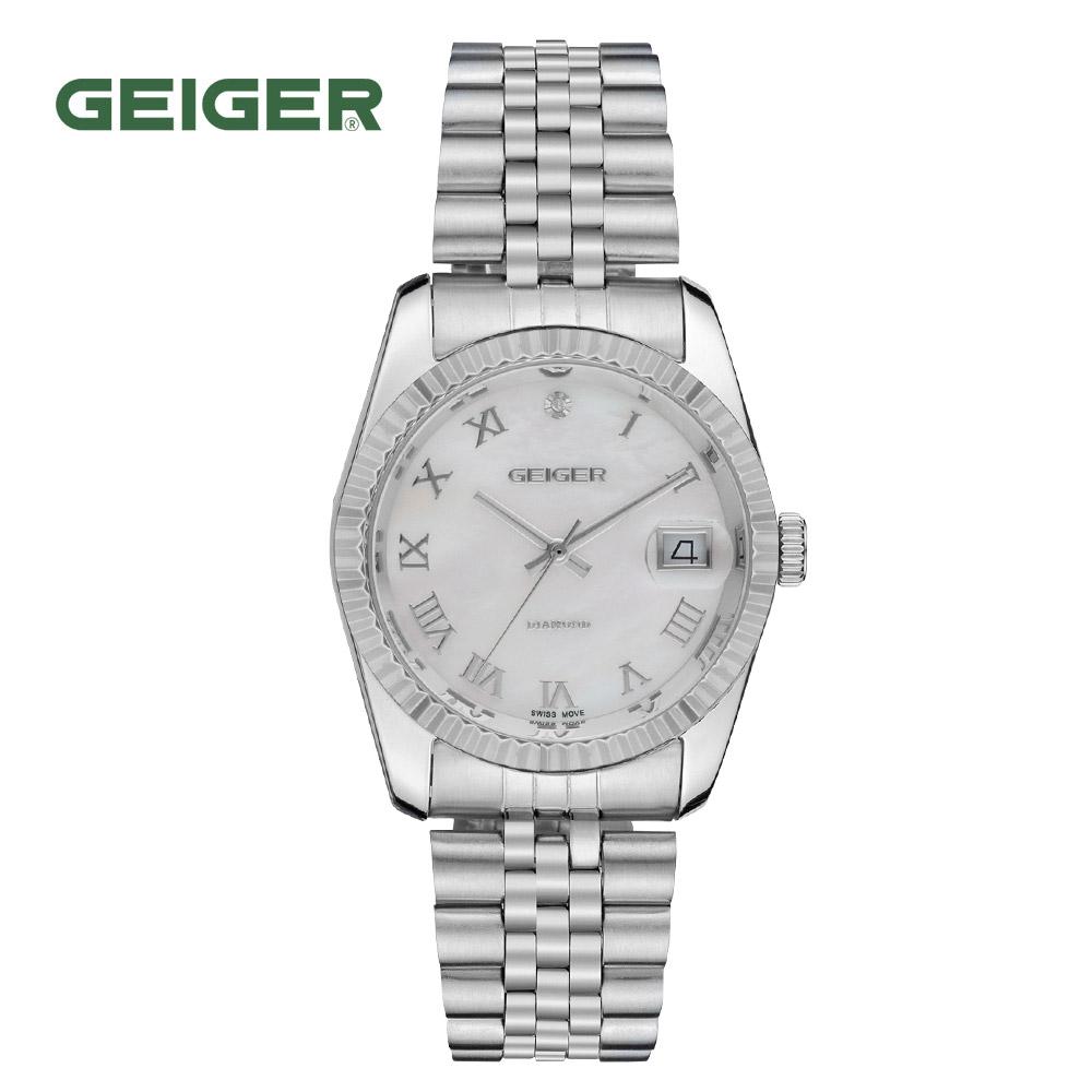 

Geiger GE8054WTM_Перламутровые Мужские Металлические Часы с Бриллиантами