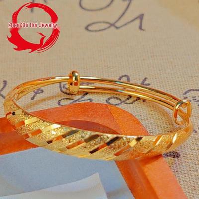 Bracelet en cuivre Météore d'or vietnamien: Inaltérable, Style Ancien, Design Push-Pull Plaqué Or pour Femmes