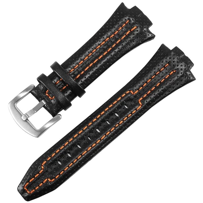 Genuine Leather Watch Strap Convex Mouth 27mmx15mm For Seiko Watchband Sportura Series SNL029P2-SNL021P1 SNL595P2 SNL017P1