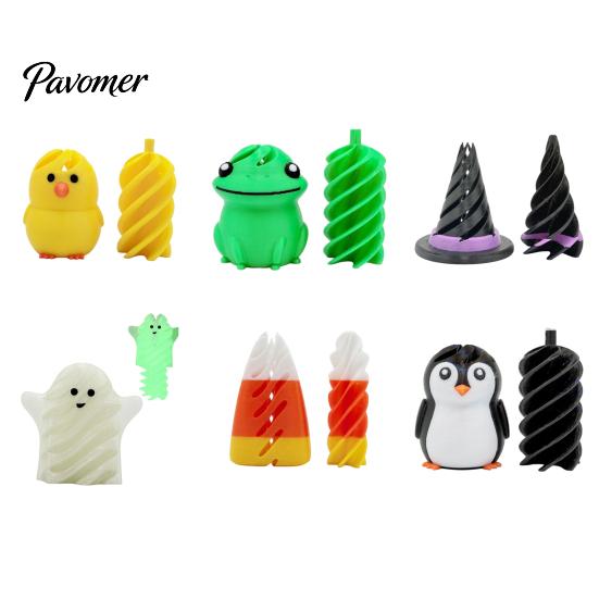 Relaxing Finger Motion Tool 3D Printed Fidget Toy with Animal/Witch Hat/Pumpkin/Corn Designs, Creative Spiral Toy, Spinner Sensory for Kids