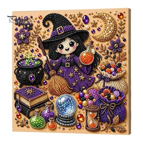 Relaxing Stress Relief Crafts Halloween Faux Pearl Painting Kit, DIY Witchcraft Art 3D Crafting Materials Bead Wall Craft Kit for Adults Beginners,