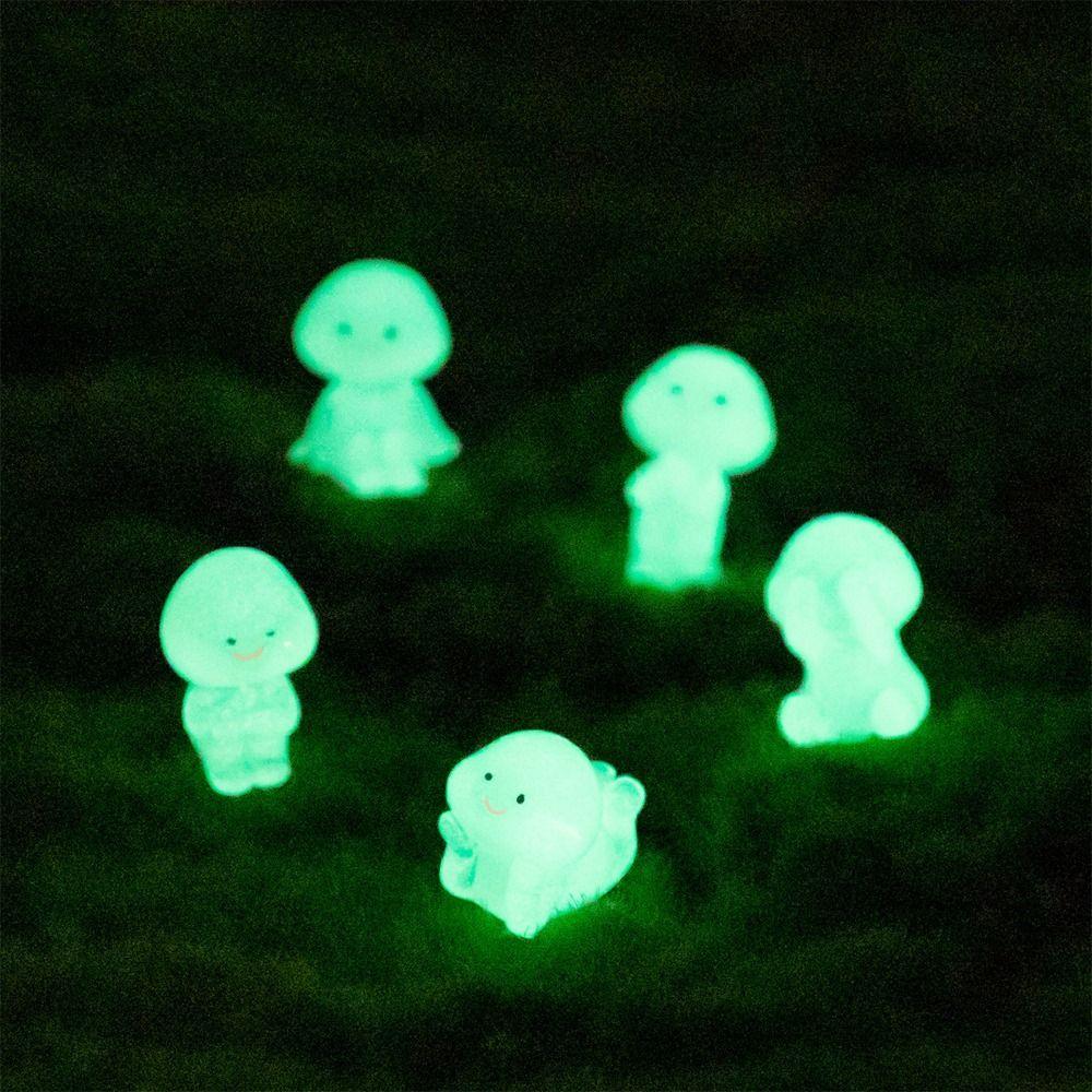 Cartoon Luminous Small People Figurines Glow in Dark Cute People Figurines Miniatures Resin Crafts DIY Little Man Statue
