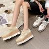 2025 Autumn Star Muffin Shoes Women's Platform  Versatile Lace-up Square Head Wedge Heel Single Shoes HZB-763-3