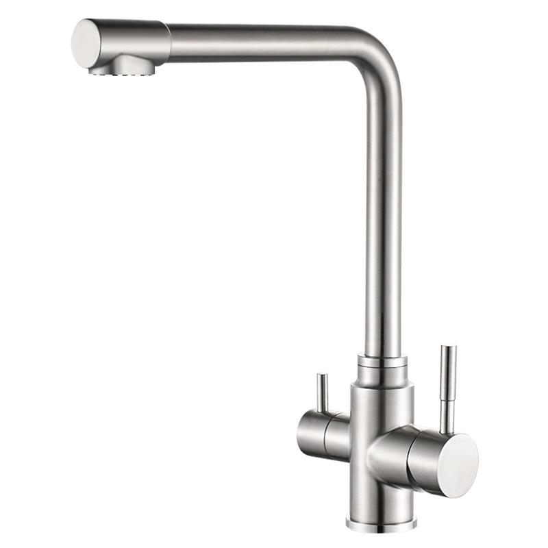 Nickel Drinking Filtered Water Kitchen Faucet 360 Rotation High Faucet Deck Mounted Dual Handle Hot and Cold Kitchen Mixer Taps