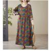 Printed Loose Thin Long Dress Large Size Long-sleeved Middle-aged and Elderly Dresses